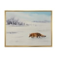 thumbnail image 1 of Designart 'Red Fox Running In White Snow in Countryside I' Farmhouse Framed Canvas Wall Art Print, 1 of 5