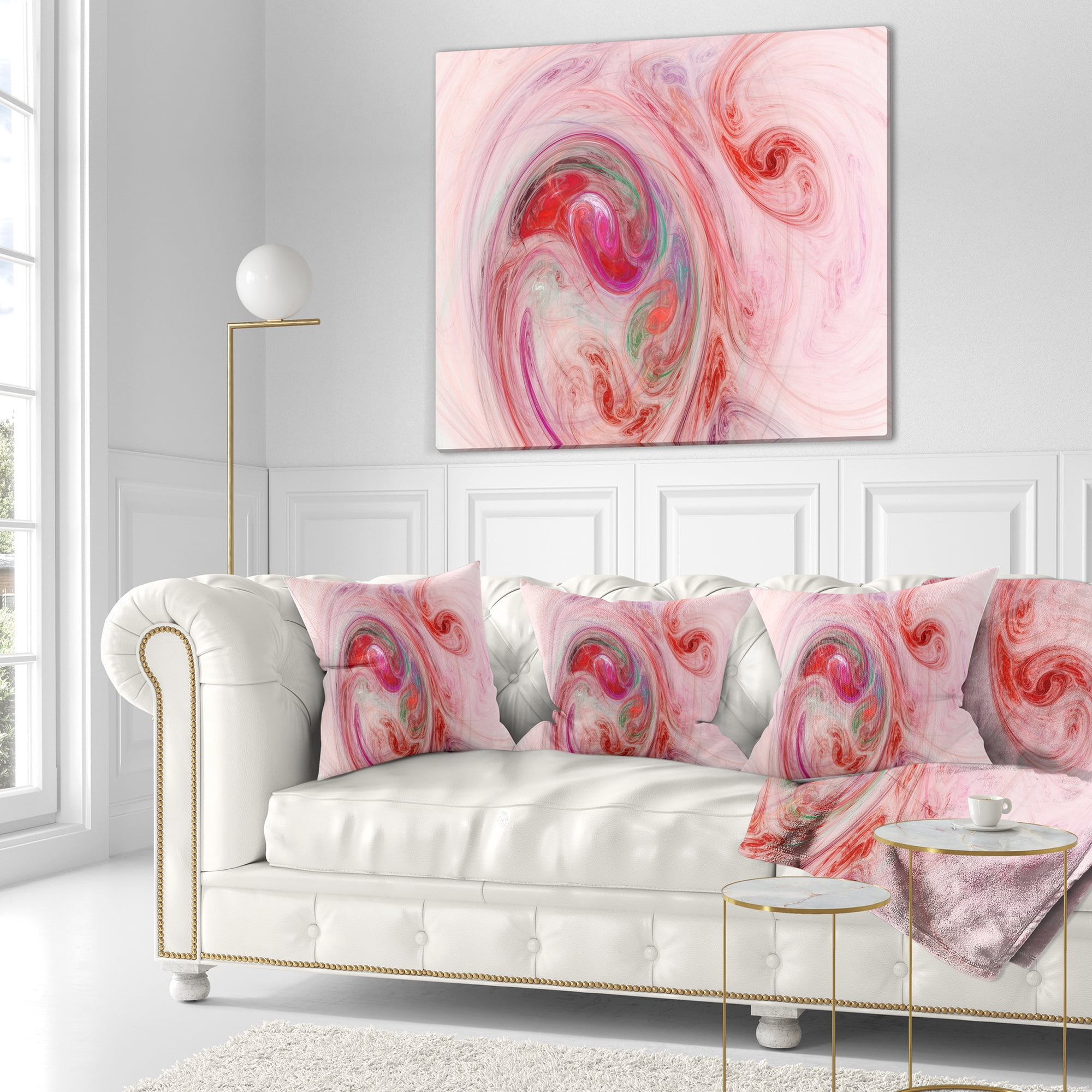 Designart Red Fractal Abstract Illustration - Abstract Throw Pillow - 18x18