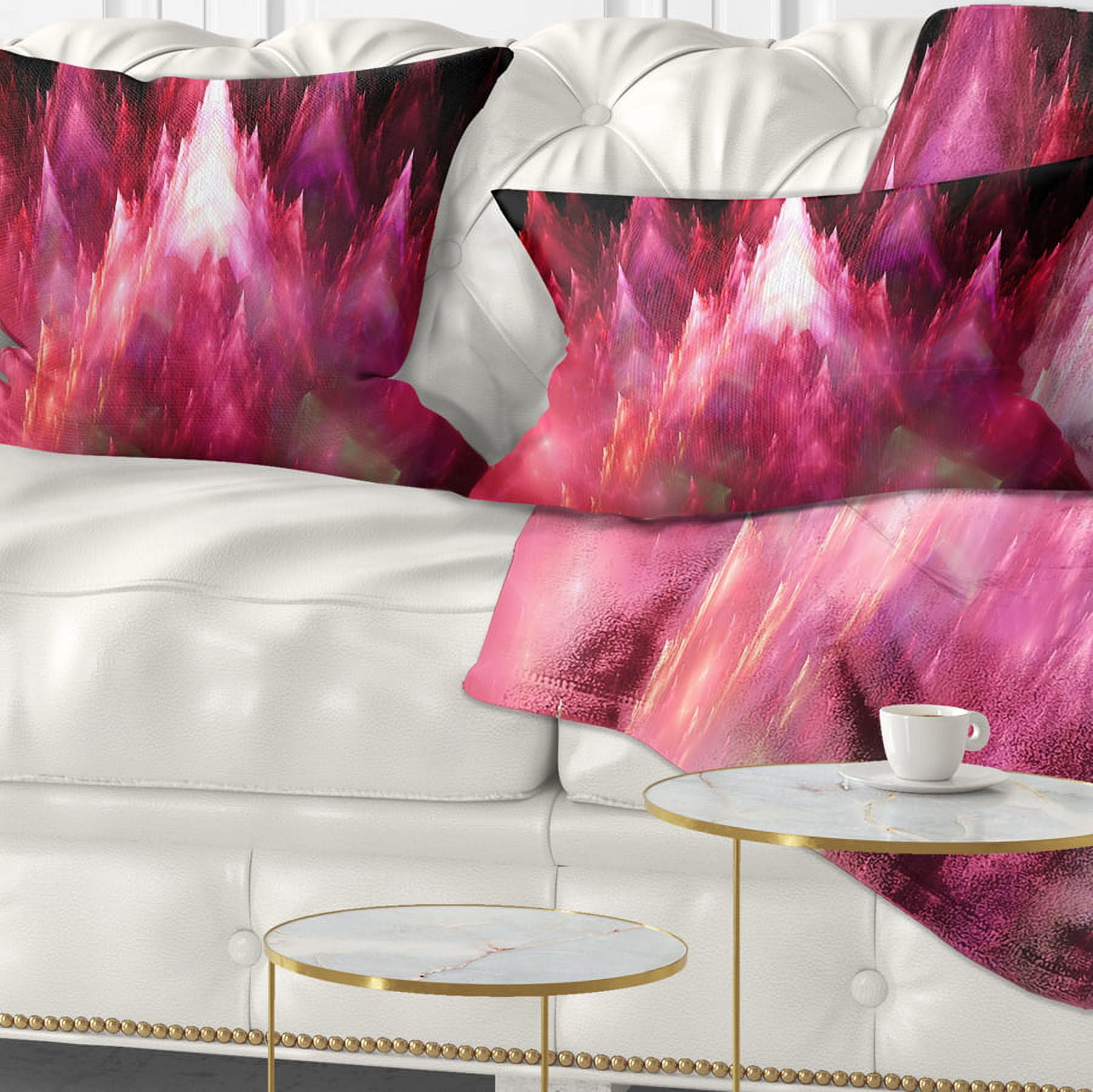 Designart Red Fractal Crystals Design - Abstract Throw Pillow - 12x20