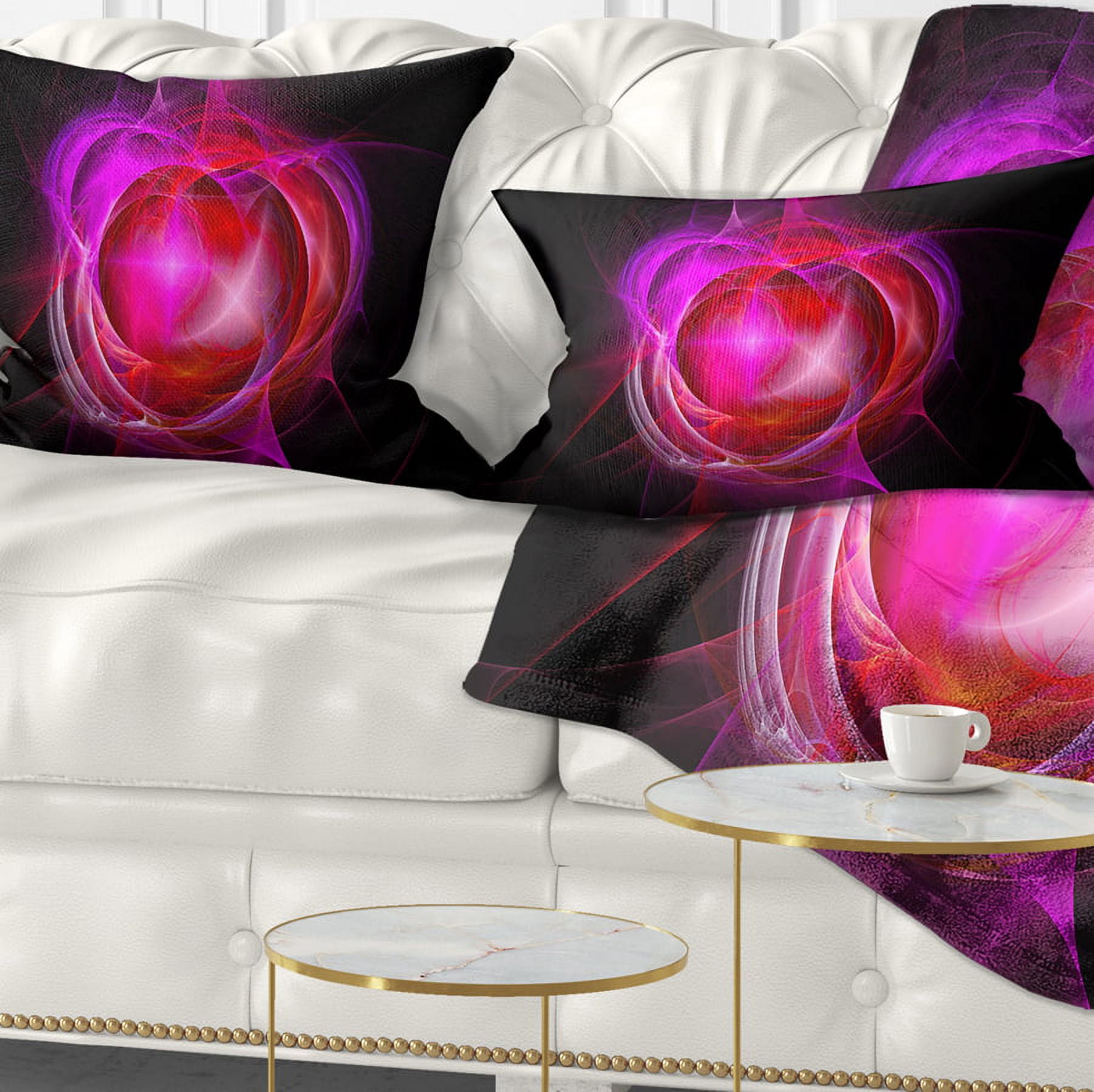 Designart Red Fractal Explosion Supernova - Abstract Throw Pillow - 12x20