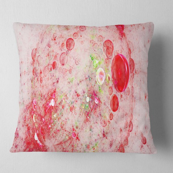 Designart Red Fractal Planet of Bubbles - Abstract Throw Pillow - 16x16