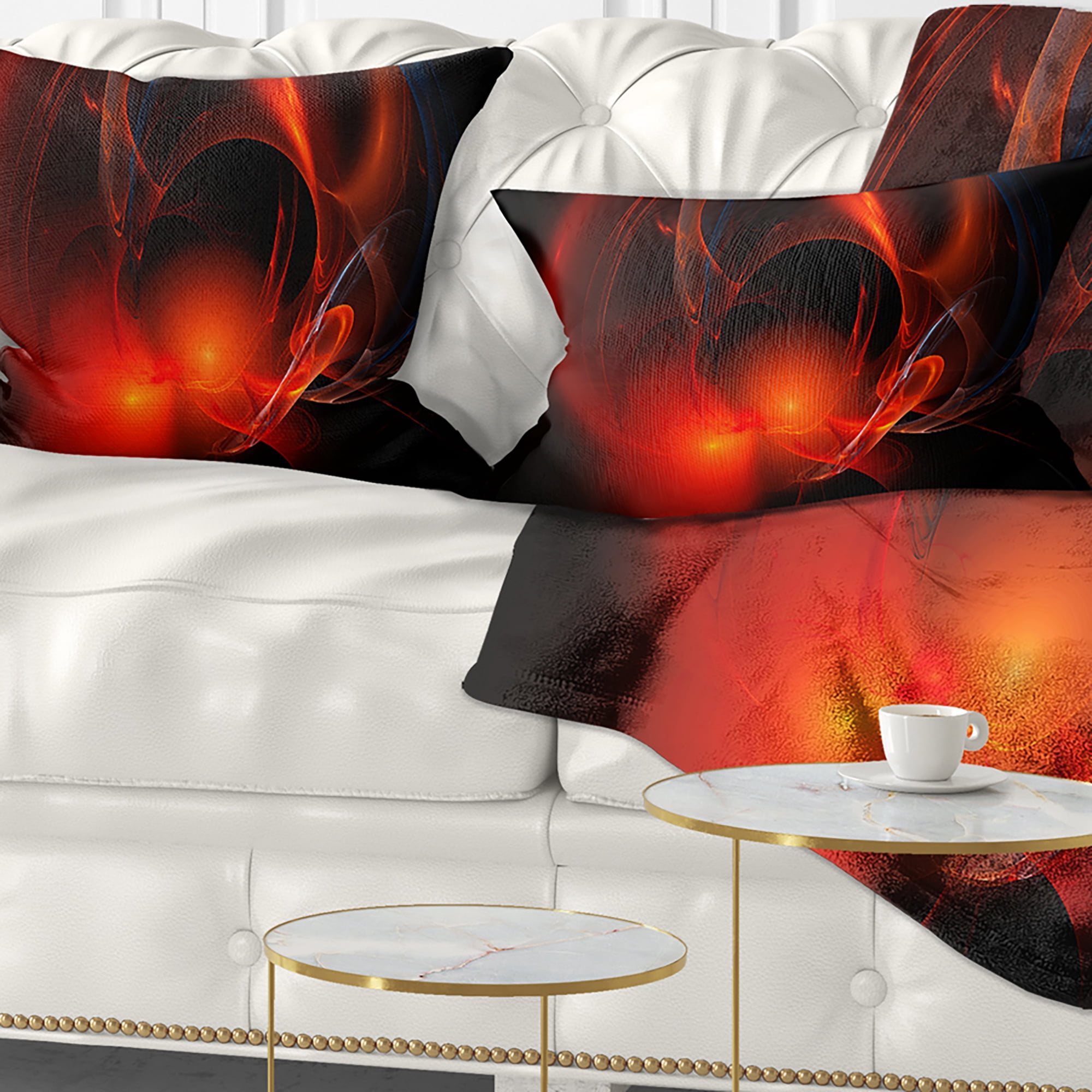 Designart Red Galactic Nebula on Black - Abstract Throw Pillow - 12x20