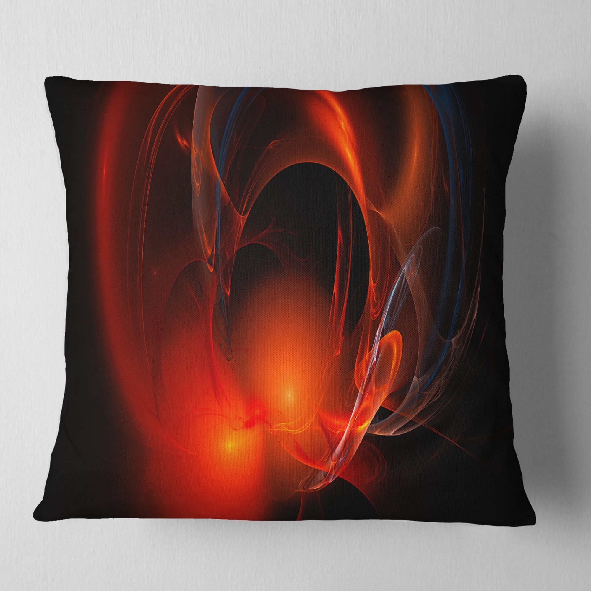 Designart Red Galactic Nebula on Black - Abstract Throw Pillow - 18x18