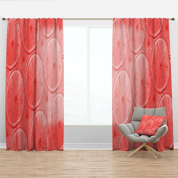 Designart 'Red Grapefruit Slices' Mid-Century Modern Curtain Panel