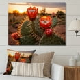 thumbnail image 1 of Designart "Red Green Cactus landscape With Sunset II" Floral Canvas Art Print, 1 of 5