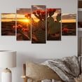 thumbnail image 1 of Designart "Red Green Cactus landscape With Sunset III" Floral Metal Art Print Set, 1 of 5