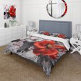 thumbnail image 1 of Designart "Red Grey Botanical Euphony I" Abstract Botanicals Bedding Covert Set - Modern Red Abstract Bed Set With 1 Sham, 1 of 1