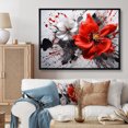 thumbnail image 1 of Designart "Red Grey Botanical Euphony I" Abstract Botanicals Floater Framed Canvas Wall Art, 1 of 7
