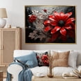 thumbnail image 1 of Designart "Red Grey Botanical Euphony II" Abstract Botanicals Floater Framed Wall Decor, 1 of 7