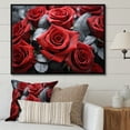 thumbnail image 1 of Designart "Red Grey Rose magic Beauty" Floral Floater Framed Wall Art Living Room, 1 of 7