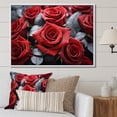 thumbnail image 1 of Designart "Red Grey Rose magic Beauty" Floral Floater Framed Wall Art Living Room, 1 of 7