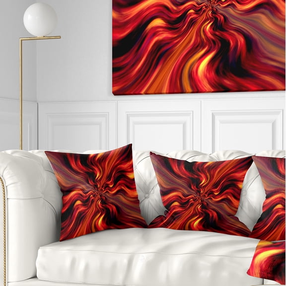 Designart Red Infinity Illustration - Abstract Throw Pillow - 16x16