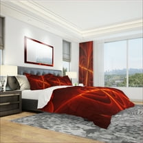 Designart 'Red Laser' Modern & Contemporary Duvet Cover Set