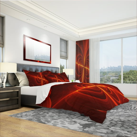 Designart 'Red Laser' Modern & Contemporary Duvet Cover Set