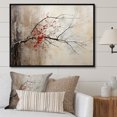 thumbnail image 1 of Designart "Red Leafs Tree Of Grey II" Floral Floater Framed Wall Art Print, 1 of 7