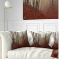 thumbnail image 1 of Designart Red Leaves in Foggy Fall Forest - Landscape Photography Throw Pillow - 18x18, 1 of 5