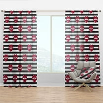 Designart 'Red Lips Fashion Horizantal Pattern' Mid-Century Modern Curtain Panel