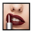 thumbnail image 1 of Designart 'Red Lipstick Getting Applyed On Woman Lips' Modern Framed Art Print, 1 of 4