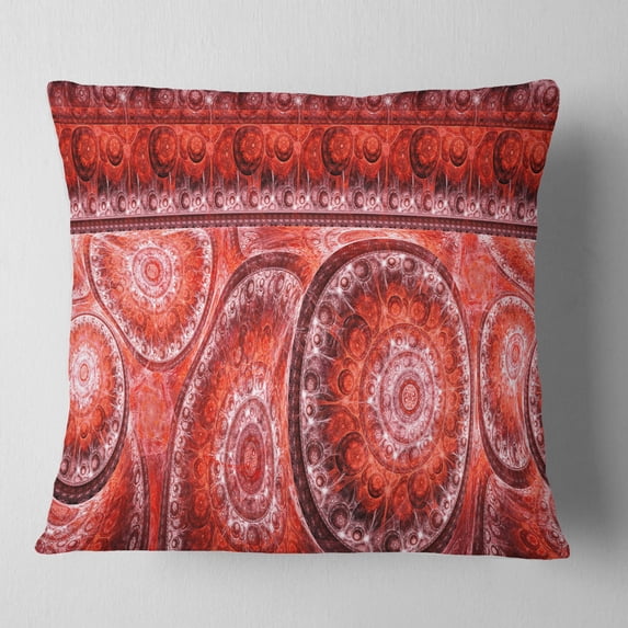 Designart Red Living Cells Fractal Design - Abstract Throw Pillow - 16x16