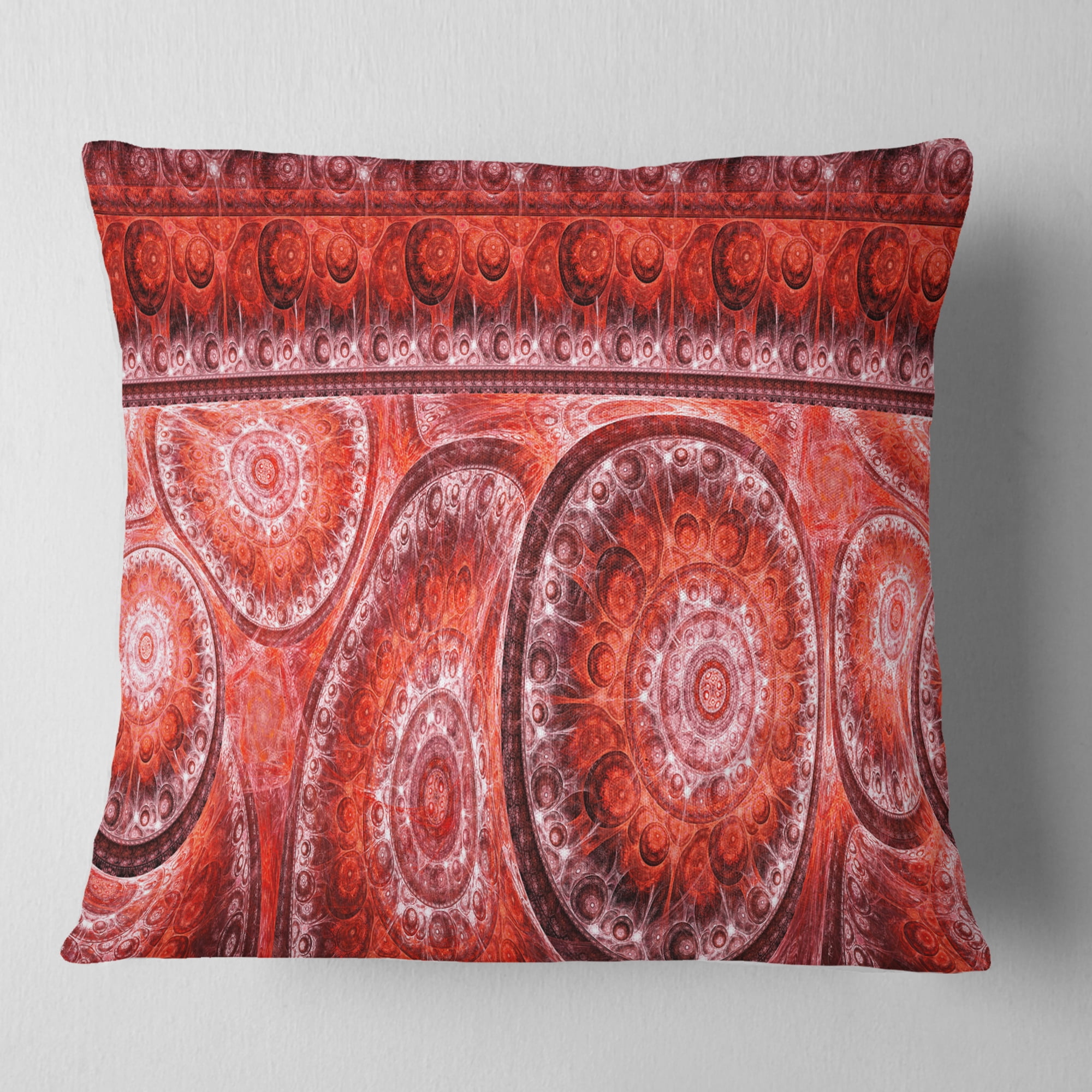 Designart Red Living Cells Fractal Design - Abstract Throw Pillow - 18x18
