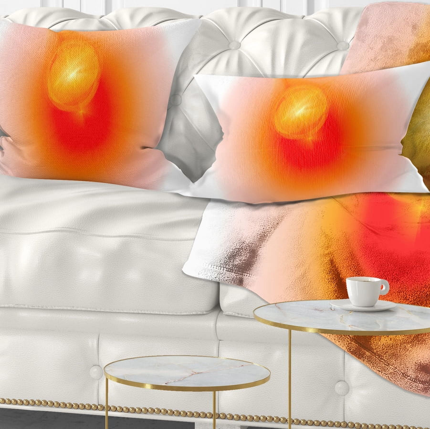 Designart Red Luminous Misty Sphere - Abstract Throw Pillow - 12x20