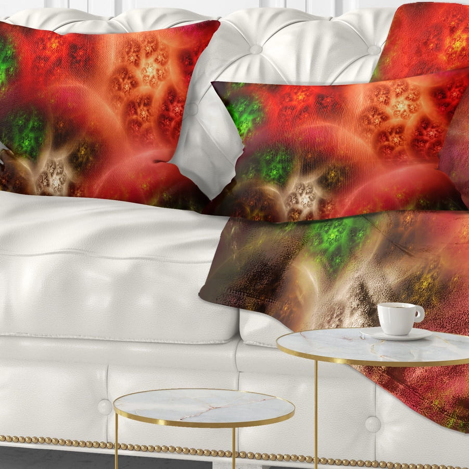 Designart Red Magic Stormy Sky - Abstract Throw Pillow - 12x20
