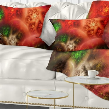 Designart Red Magic Stormy Sky - Abstract Throw Pillow - 12x20