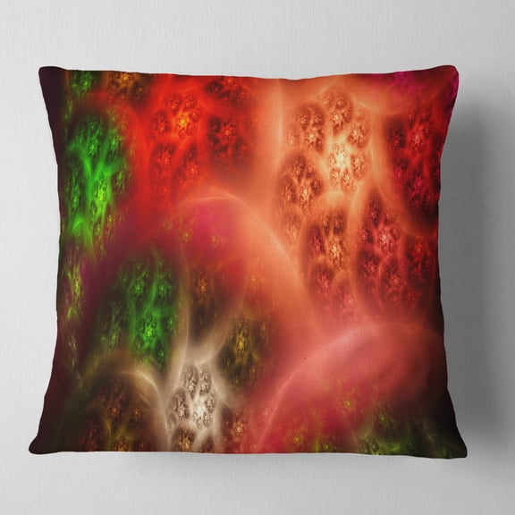 Designart Red Magic Stormy Sky - Abstract Throw Pillow - 16x16