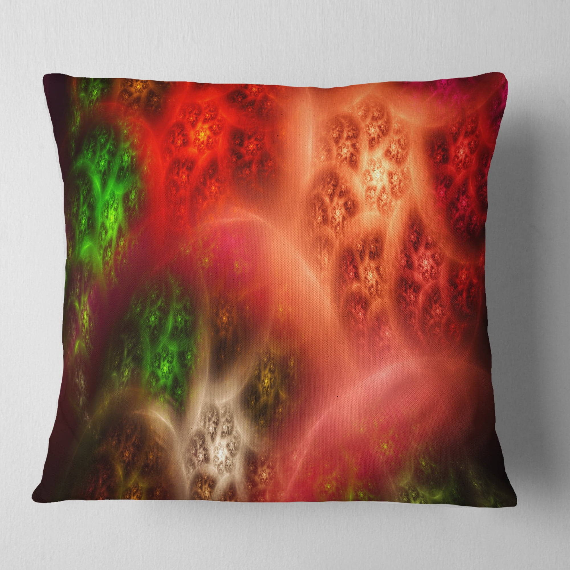 Designart Red Magic Stormy Sky - Abstract Throw Pillow - 18x18