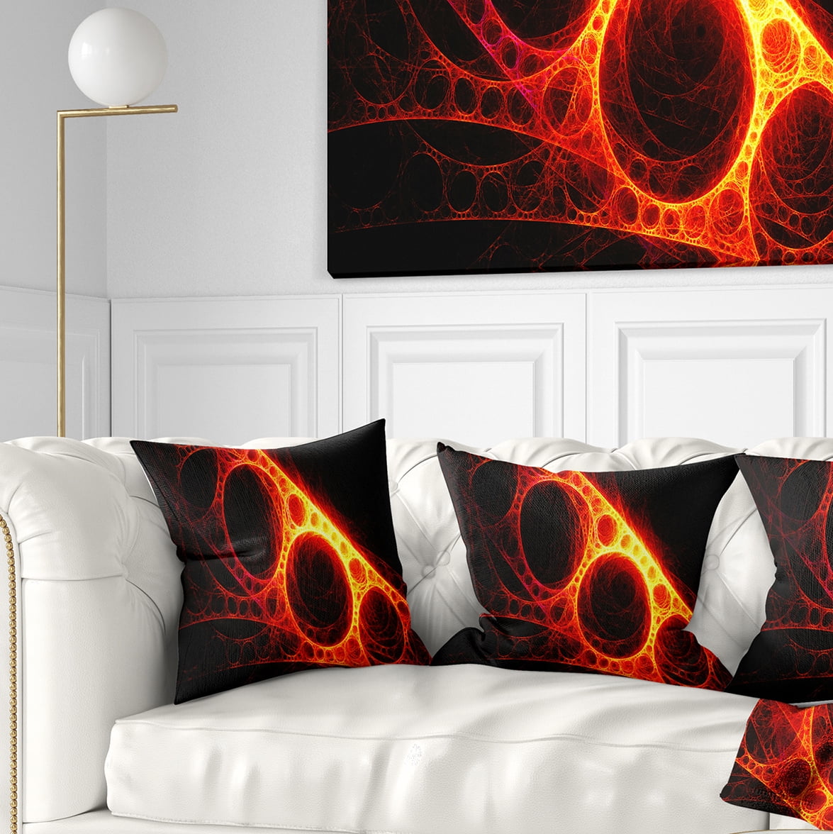 Designart Red Metal Construction - Abstract Throw Pillow - 16x16