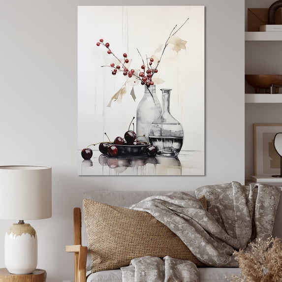 Designart "Red Minimalism gracefulness In Pottery II" Abstract Still Lifes Canvas Print