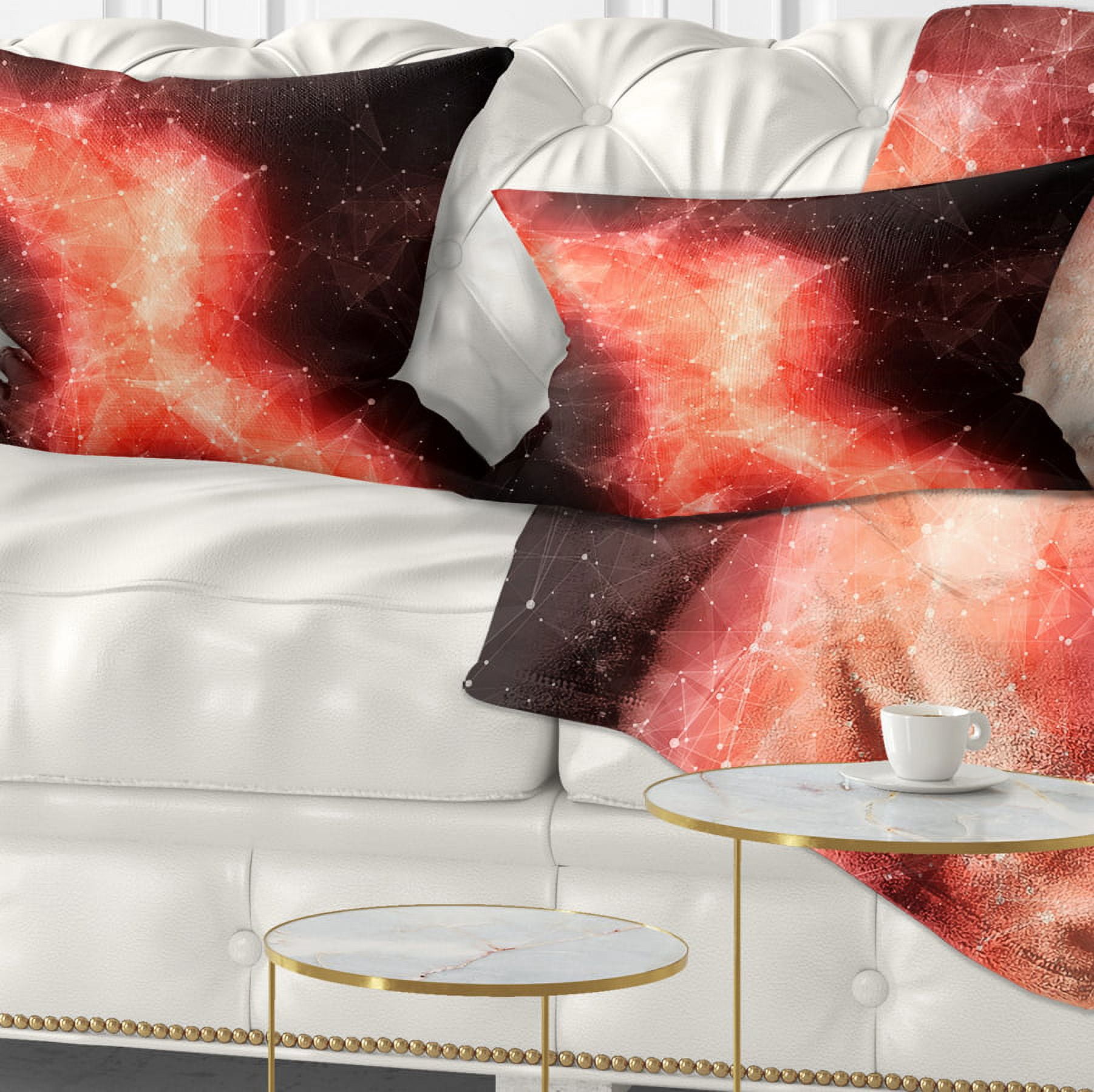 Designart Red Nebula in Cosmos - Contemporary Throw Pillow - 12x20