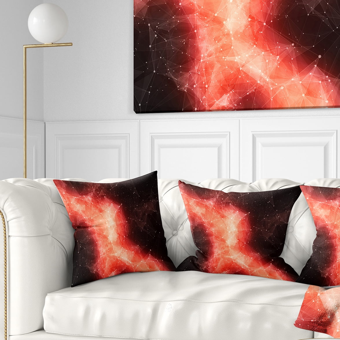 Designart Red Nebula in Cosmos - Contemporary Throw Pillow - 18x18