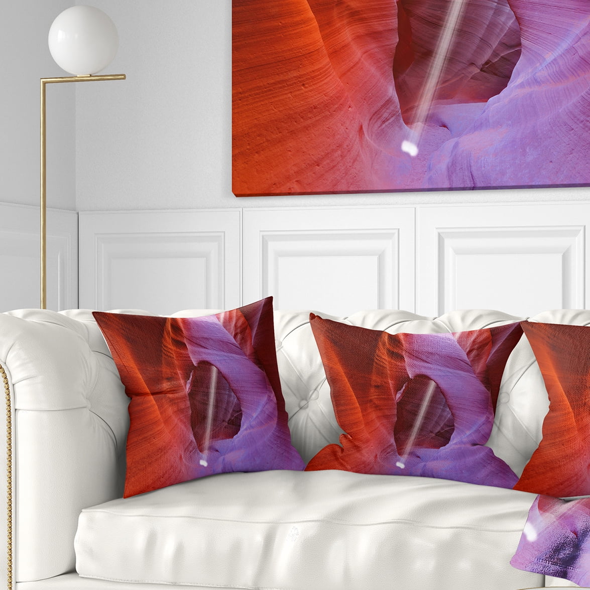 Designart Red Orange Antelope Canyon - Landscape Photo Throw Pillow - 18x18