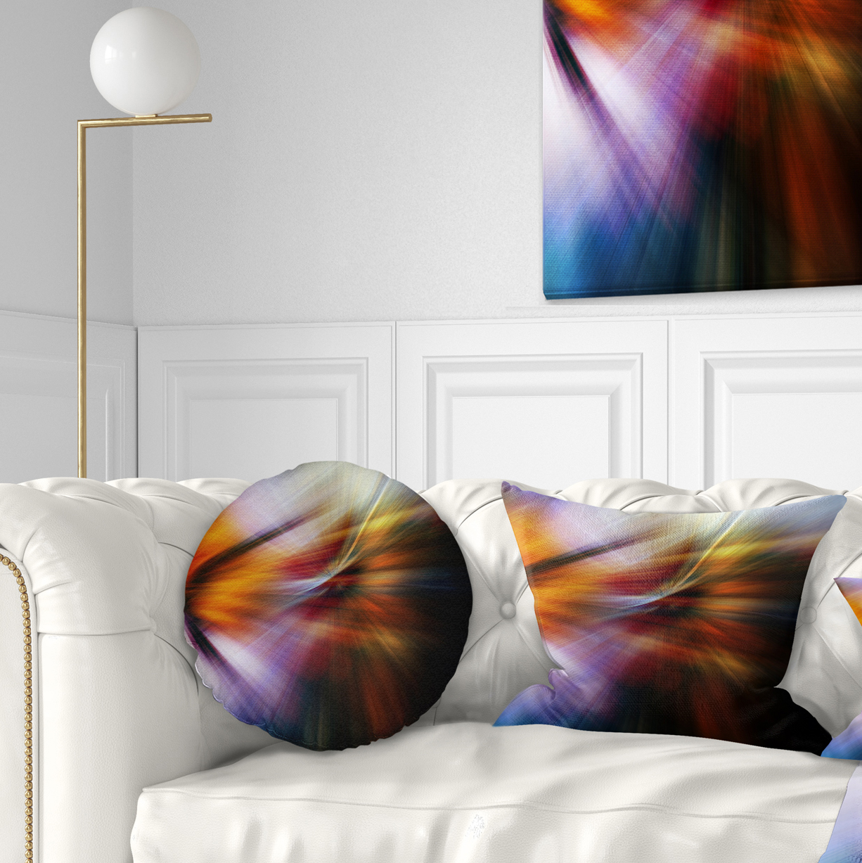 Designart Red Orange Fusion of Hues - Abstract Throw Pillow - 12x20
