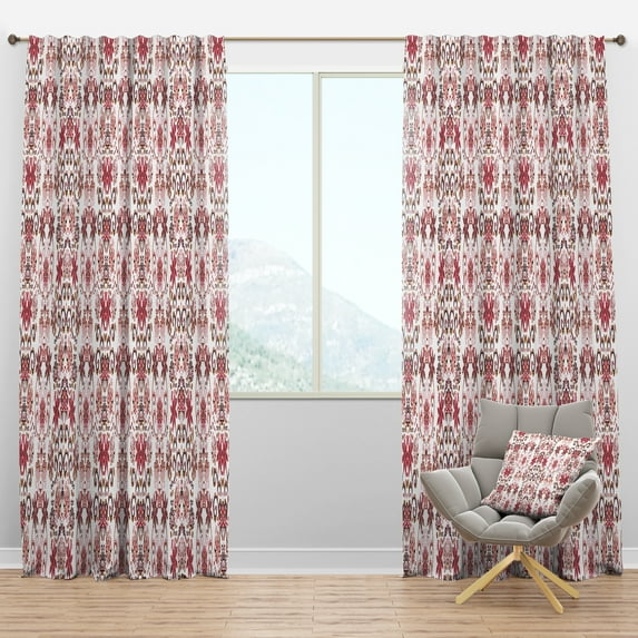 Designart 'Red Ornamental Retro Pattern' Mid-Century Modern Blackout Curtain Panel