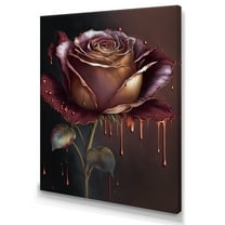 Designart Red Paint Drip Rose II Canvas Wall Art