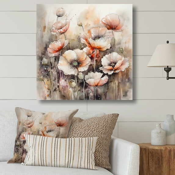 Designart "Red Peonies Blooms III" Floral Peony Wall Art For Bathroom