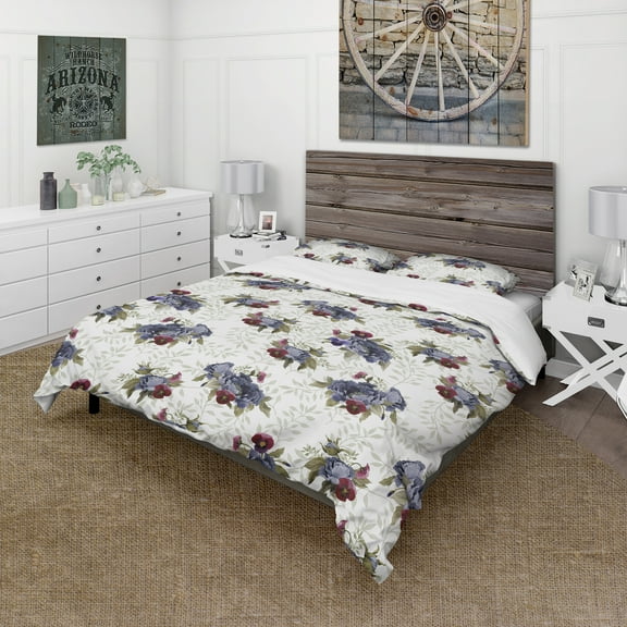 Designart 'Red Peonies and Pansies Flowers' Floral Duvet Cover Set
