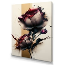 Designart Red Peony Flower On Abstract Paint II Canvas Wall Art