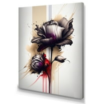 Designart Red Peony Flower On Abstract Paint IV Canvas Wall Art
