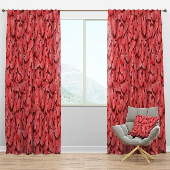 Designart 'Red Pink Butterflies' Mid-Century Modern Blackout Curtain Panel