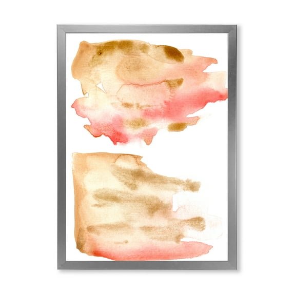 Designart 'Red Pink Gold and Beige Abstract Clouds' Modern Framed Art Print