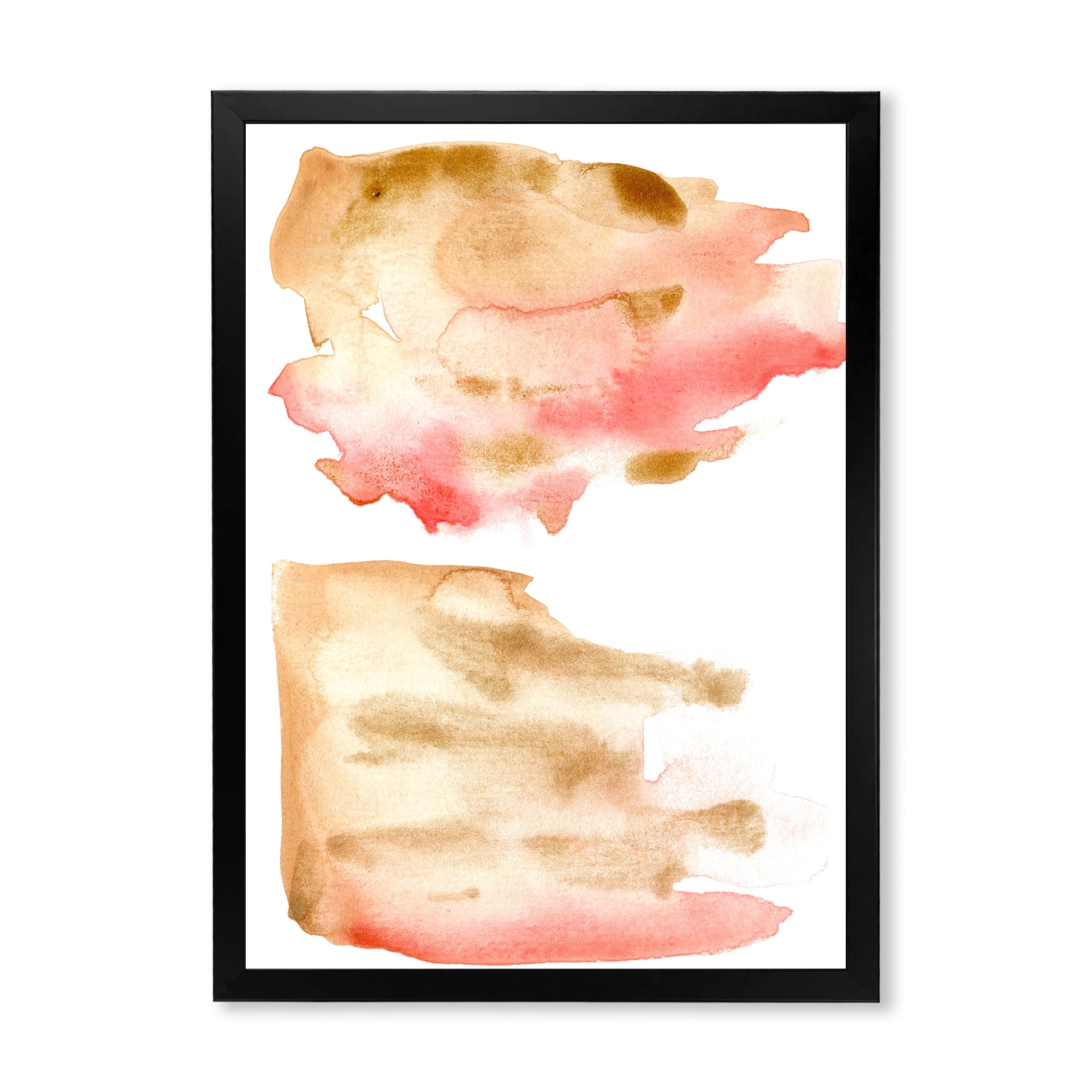 Designart 'Red Pink Gold and Beige Abstract Clouds' Modern Framed Art Print