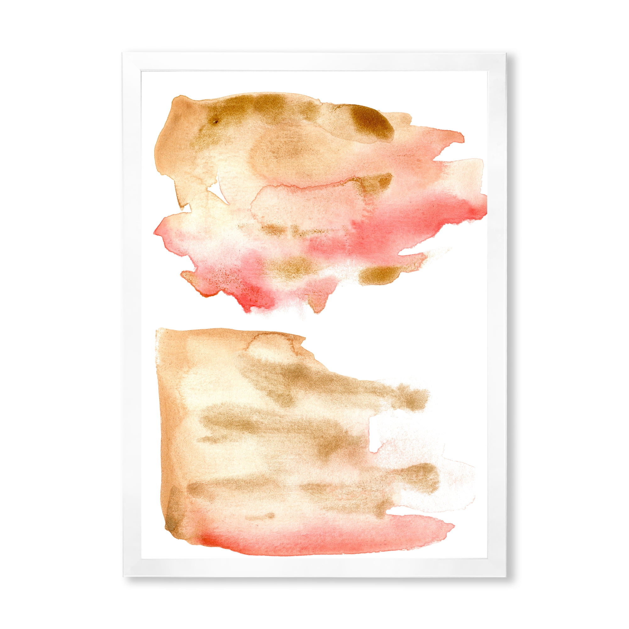 Designart 'Red Pink Gold and Beige Abstract Clouds' Modern Framed Art Print