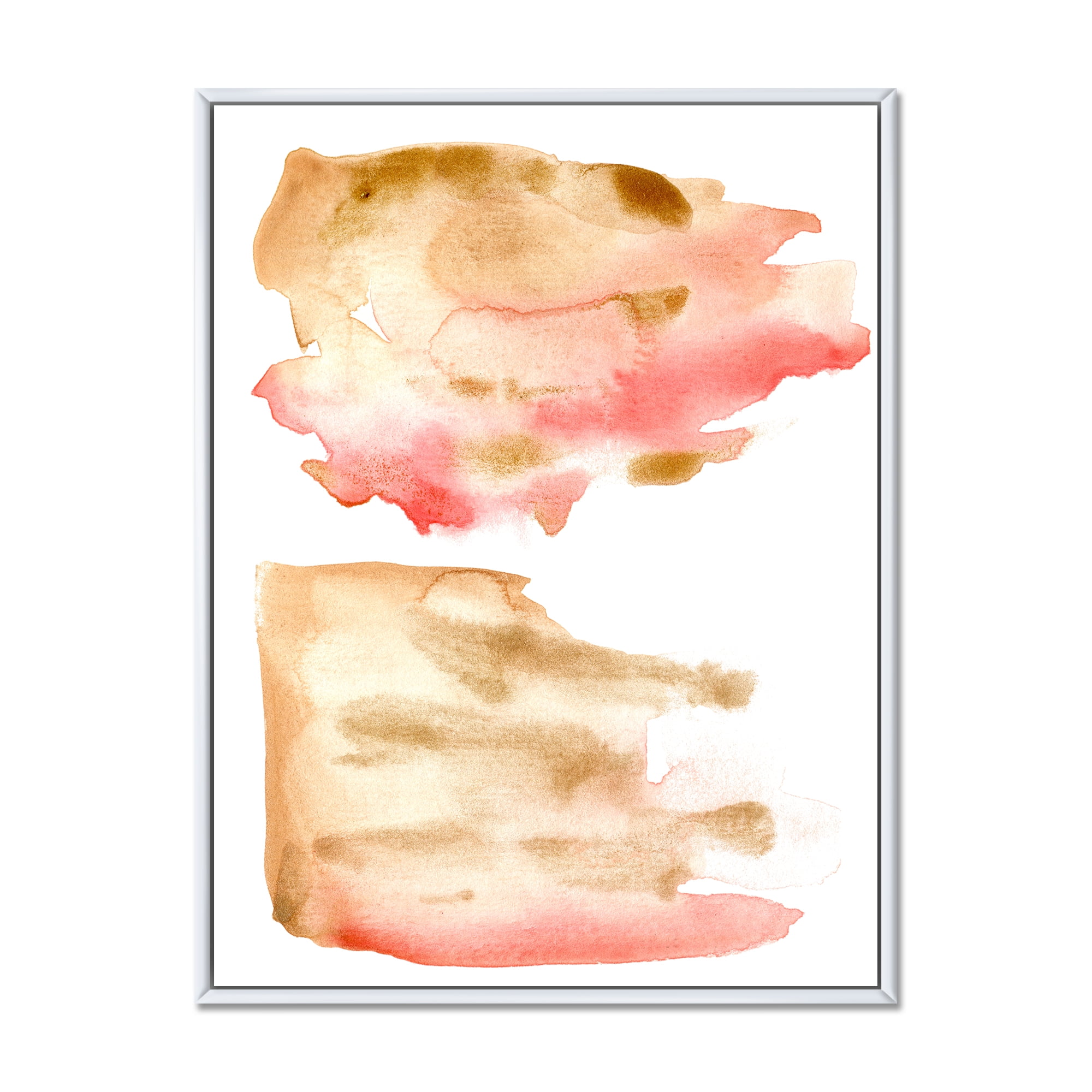 Designart 'Red Pink Gold and Beige Abstract Clouds' Modern Framed Canvas Wall Art Print