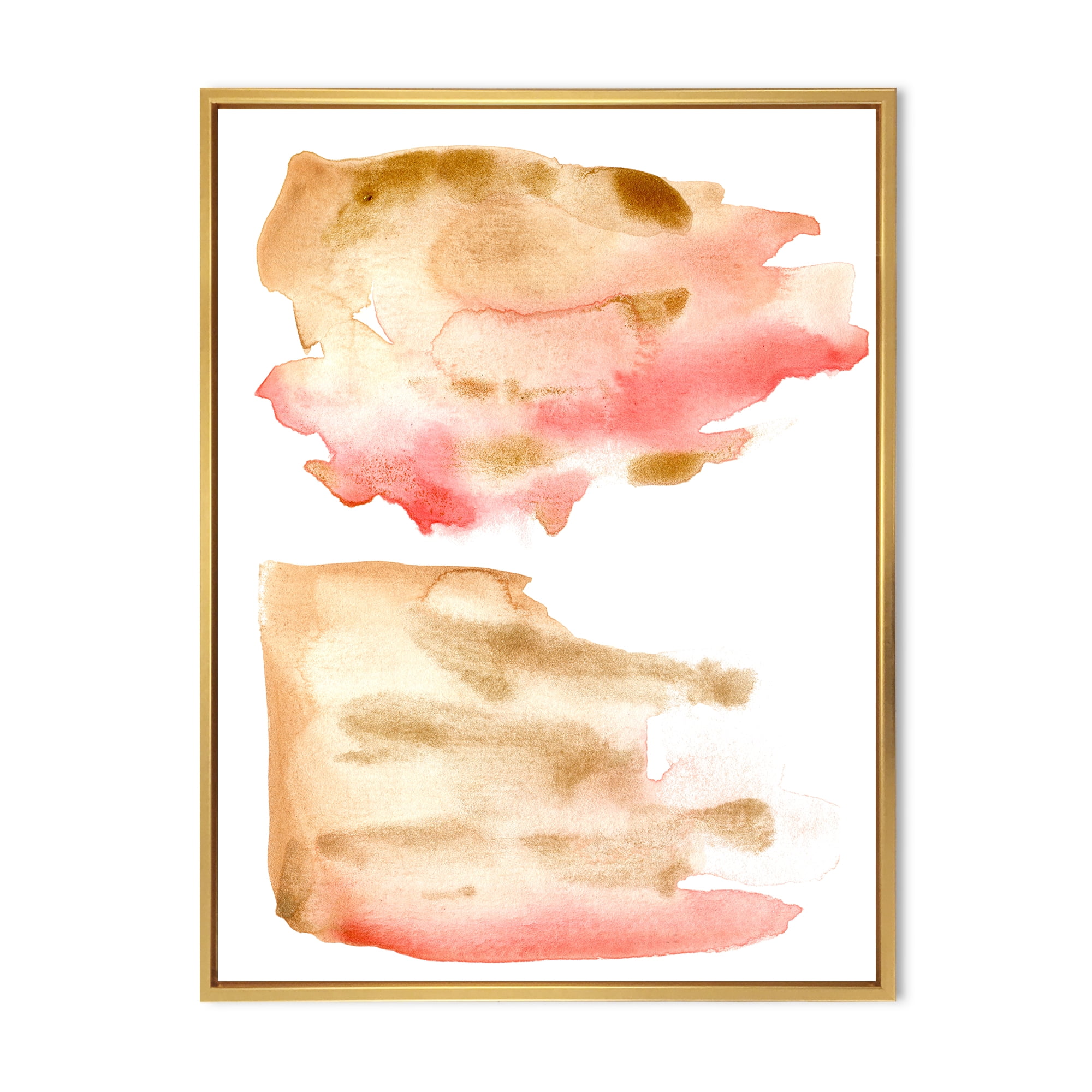 Designart 'Red Pink Gold and Beige Abstract Clouds' Modern Framed Canvas Wall Art Print