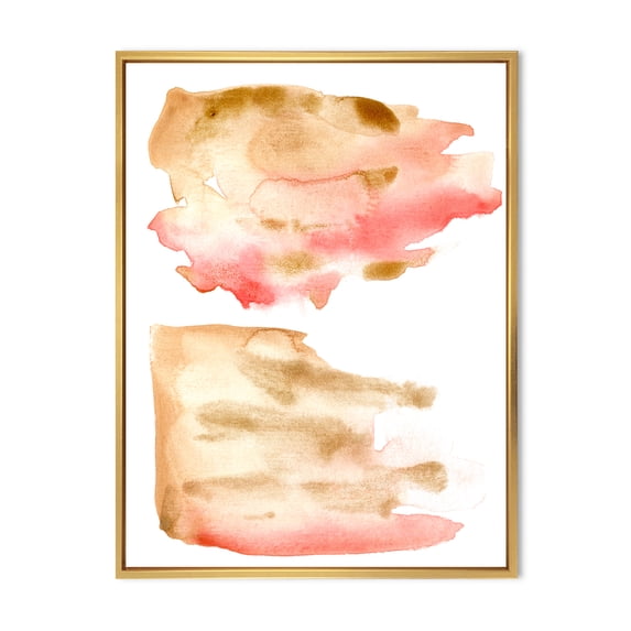 Designart 'Red Pink Gold and Beige Abstract Clouds' Modern Framed Canvas Wall Art Print