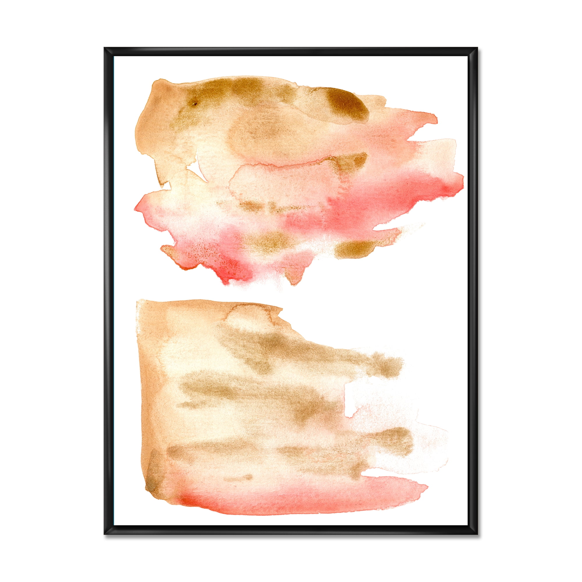 Designart 'Red Pink Gold and Beige Abstract Clouds' Modern Framed Canvas Wall Art Print