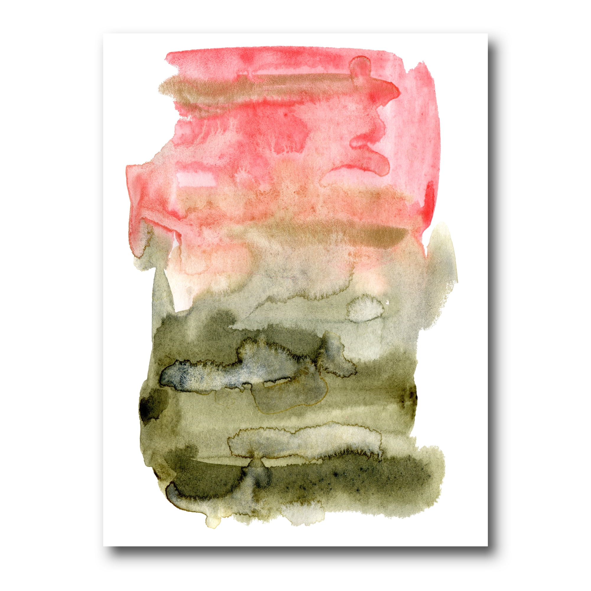 Designart ' Red Pink and Green Abstract Clouds ' Modern Canvas Wall Art Print